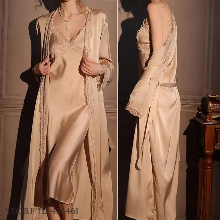 Jubah Panjang Wanita 2 Potong  - Robe Silk Women ulasan dan harga